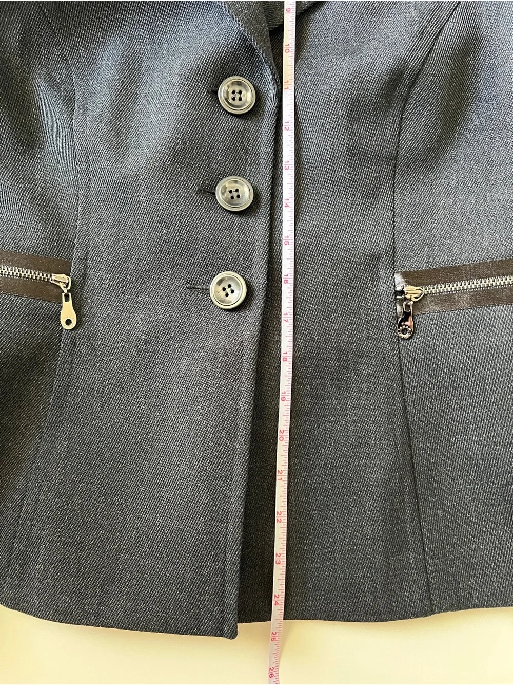 Tahari Arthur S Blazer Jacket Levine Charcoal Gray Wool Blend Zip 10P